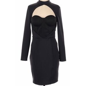 Asilio Black Cut Out Bustier Bodycon Mini Dress High Neck Long Sleeve‎ US 6